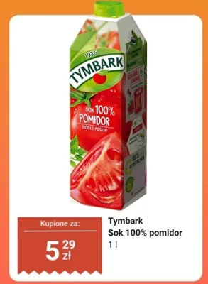 Sok 100% pomidor Tymbark promocja w Dino