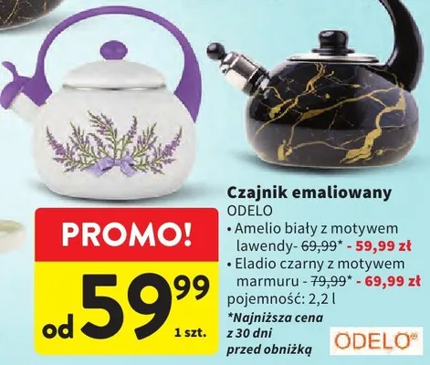 Czajnik emaliowany Odelo Amelio biały z motywem lawendy promocja w Intermarche