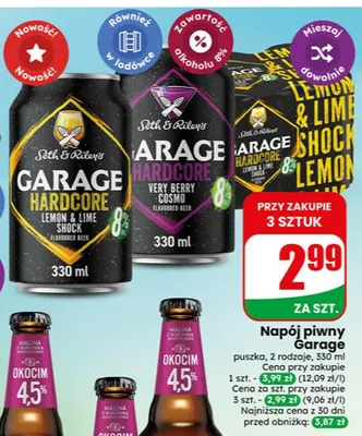 Napój piwny Garage Hardcore Very Berry Cosmo promocja w Dino