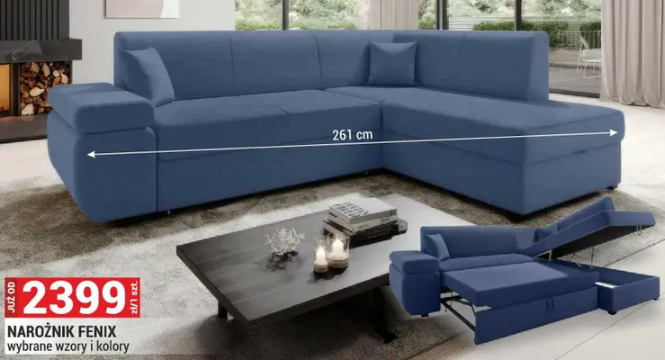 Narożnik Fenix 261/90/175cm wybrane wzory i kolory promocja w Merkury Market