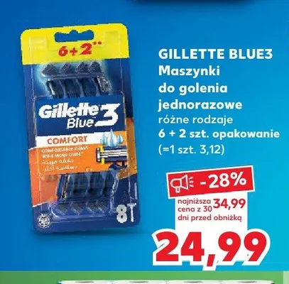 Maszynki do golenia jednorazowe Gillette Blue3 8-pak promocja w Kaufland