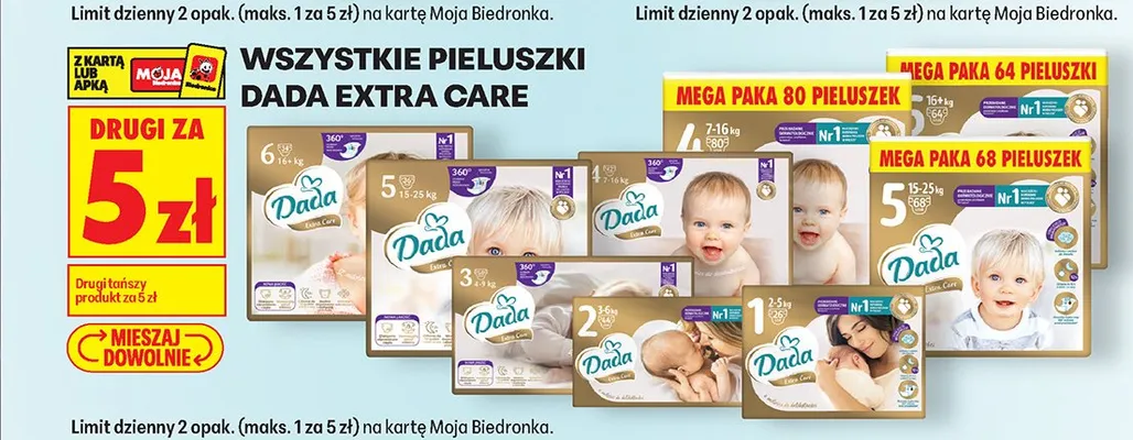 Pieluszki Dada Extra Care Mega Paka 4 promocja w Biedronka