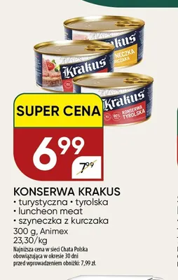 Konserwa Krakus szyneczka z kurczaka promocja w Chata Polska