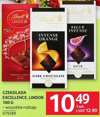 Czekolada Excellence, Lindor 100 g - wybrane rodzaje promocja w Selgros