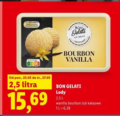 Lody wanilia bourbon BON GELATI promocja w Lidl