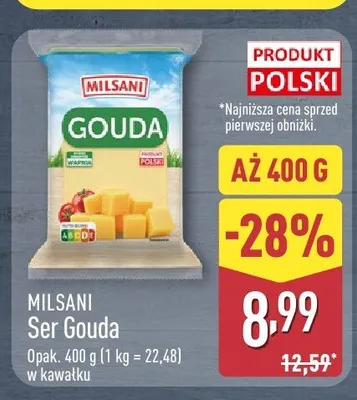 Ser Gouda w kawałku Milsani promocja w Aldi