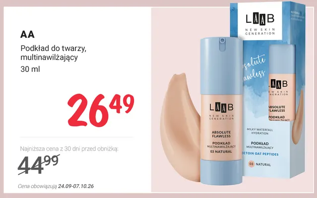 Podkład do twarzy multinawilżający AA promocja w Rossmann