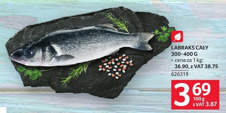 Łabraks cały 300-400 g promocja w Selgros