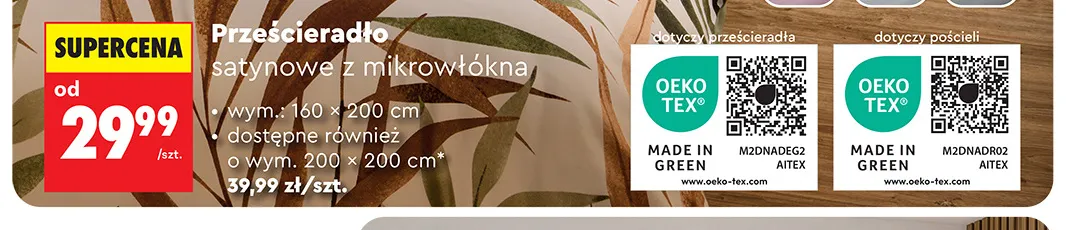 Prześcieradło satynowe z mikrowłókna Smukee 160x200 cm promocja w Biedronka