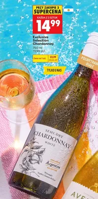 Wino białe półwytrawne Argentina Selection Exclusive Selection Chardonnay promocja w Biedronka