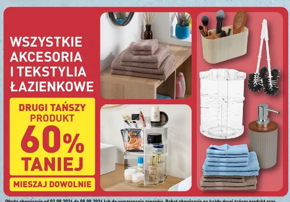 Akcesoria i tekstylia łazienkowe promocja w Aldi