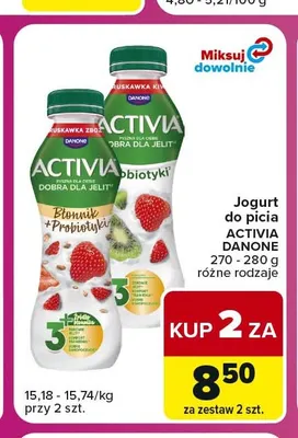 Jogurt do picia Activia Danone truskawka promocja w Carrefour Market