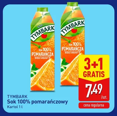 Sok pomarańczowy Tymbark 100% promocja w Aldi