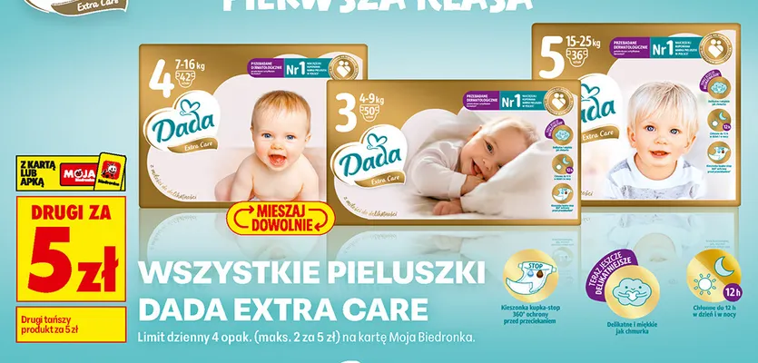 Pieluszki Dada Extra Care promocja w Biedronka