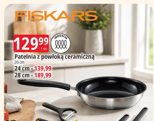 Patelnia z powłoką ceramiczną Fiskars 24cm promocja w Leclerc