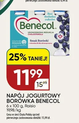 Napój jogurtowy borówka 6-pak Benecol promocja w Chata Polska