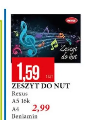 Zeszyt do nut Rexus A5 16-kartkowy promocja w Leclerc
