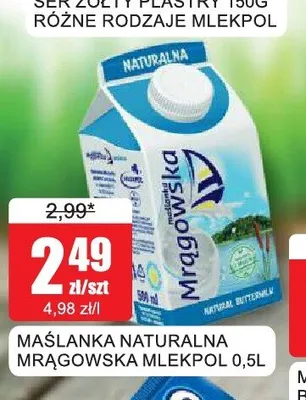 Maślanka naturalna Mrągowska Mlekpol promocja w Bingo