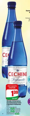 Woda mineralna gazowana wysokonasycona Cechini Muszyna Frizzante promocja w Dino