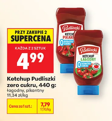 Ketchup łagodny zero cukru Pudliszki promocja w Biedronka