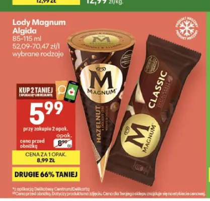 Lody Magnum Algida Classic promocja w Delikatesy Centrum