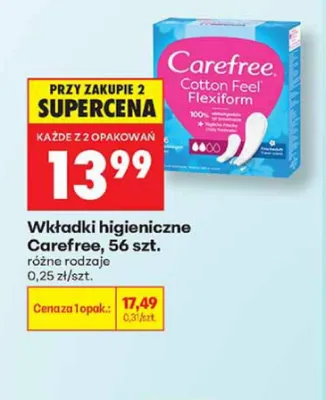 Wkładki higieniczne Carefree promocja w Biedronka