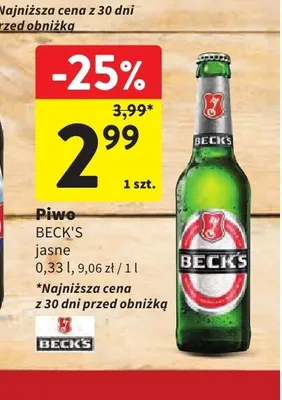 Piwo Beck's jasne promocja w Intermarche