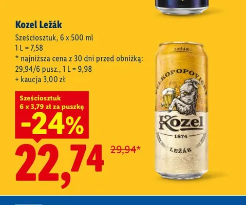 Piwo Kozel Ležák 6-pak promocja w Lidl