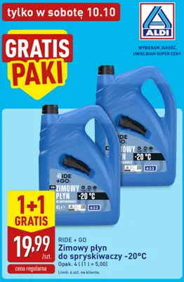 Zimowy płyn do spryskiwaczy -20°C Ride + Go promocja w Aldi