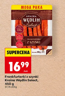 Frankfurterki z szynki Kraina Wędlin Select promocja w Biedronka