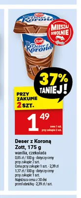 Deser z Koroną czekolada Zott promocja w Twój Market