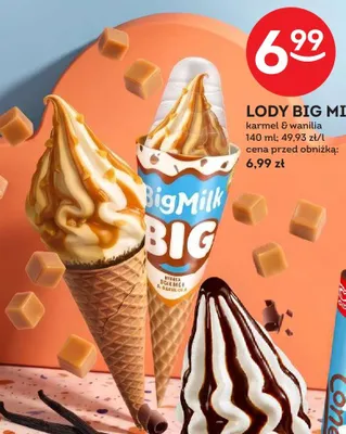 Lody Big Milk karmel & wanilia promocja w Żabka