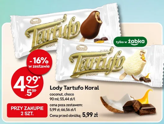 Lody Tartufo Koral choco promocja w Żabka