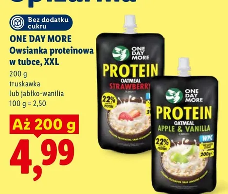 Owsianka proteinowa w tubce XXL truskawka One Day More promocja w Lidl