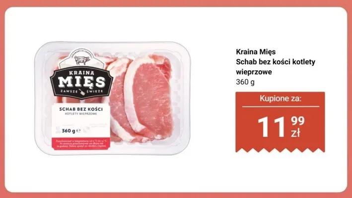 Schab bez kości kotlety wieprzowe Kraina Mięs promocja w Biedronka
