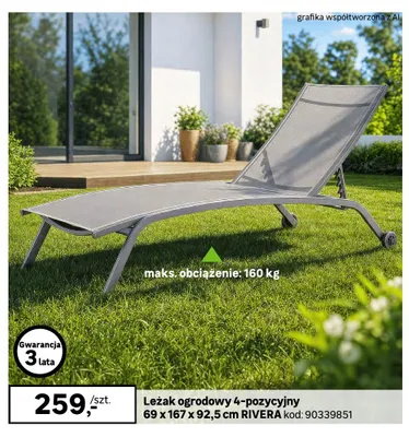 Leżak ogrodowy RIVERA promocja w Leroy Merlin