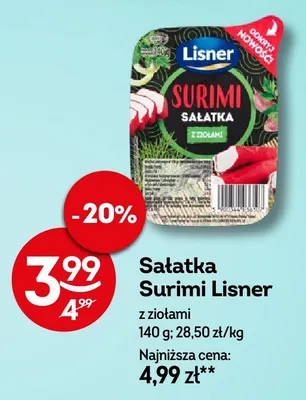 Sałatka Surimi Lisner z ziołami promocja w Żabka