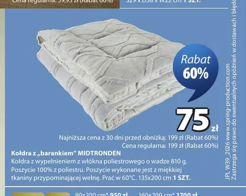 Kołdra z barankiem Midtronden 135x200 cm promocja w Jysk
