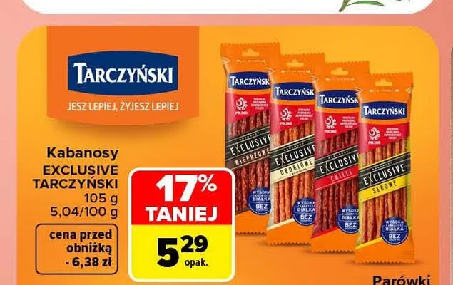 Kabanosy Exclusive drobiowe Tarczyński promocja w Carrefour Market