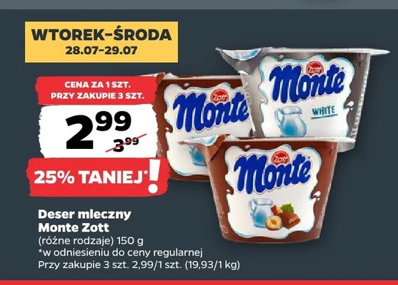 Deser mleczny Monte Zott promocja w Netto