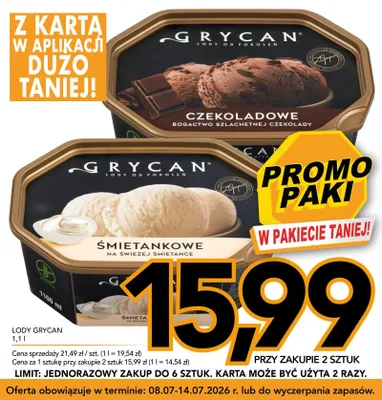 Lody czekoladowe Grycan promocja w Kupiec