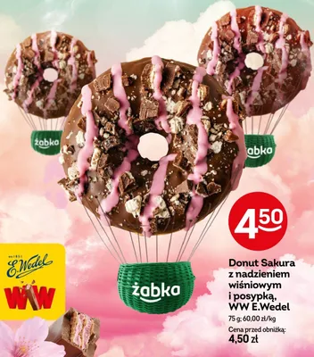 Donut Sakura z nadzieniem wiśniowym i posypką Żabka promocja w Żabka