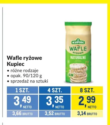 Wafle ryżowe Kupiec promocja w Makro