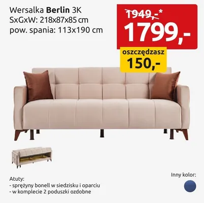 Wersalka Berlin 3K promocja w Black Red White