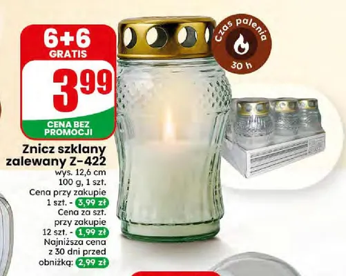 Znicz szklany zalewany Z-422 promocja w Dino