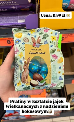 Praliny w kształcie jajek z nadzieniem kokosowym promocja w Biedronka