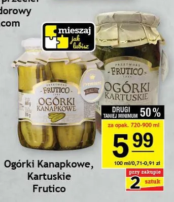 Ogórki kanapkowe Frutico promocja w Gram Market