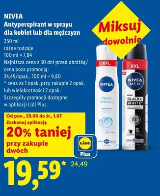 Antyperspirant w sprayu dla kobiet Nivea Fresh Natural XXL promocja w Lidl