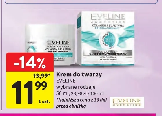 Krem do twarzy Eveline Kolagen & Elastyna 3D-Collagen Lift promocja w Intermarche