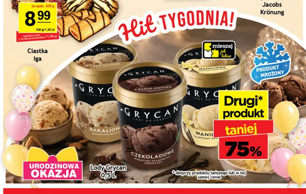 Lody Grycan waniliowe promocja w Gram Market
